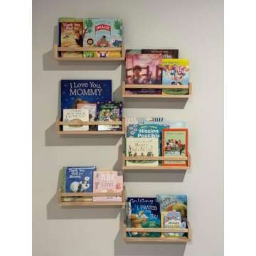 Gneric Floating Shelves for Wall, Burlywood Nursery Book Shelves, 15.7 inch Kids Bookshelf, Wall Shelves for Living Room Bedroom Decor,Kitchen Spice Rack,Bathroom Storage Rack(6 Pack)