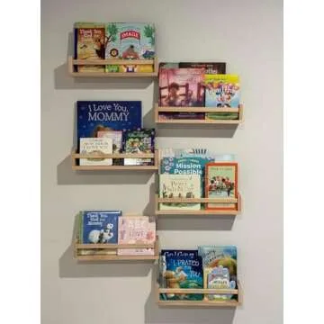 Gneric Floating Shelves for Wall, Burlywood Nursery Book Shelves, 15.7 inch Kids Bookshelf, Wall Shelves for Living Room Bedroom Decor,Kitchen Spice Rack,Bathroom Storage Rack(6 Pack)