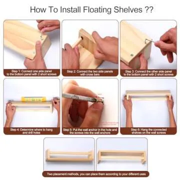 Gneric Floating Shelves for Wall, Burlywood Nursery Book Shelves, 15.7 inch Kids Bookshelf, Wall Shelves for Living Room Bedroom Decor,Kitchen Spice Rack,Bathroom Storage Rack(6 Pack)