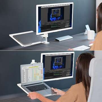 VIVO Fully Adjustable 13 to 32 inch Single Computer Monitor and Laptop Desk Mount Combo, Stand with Grommet Option, Fits up to 17 inch Laptops, White STAND-V002CW