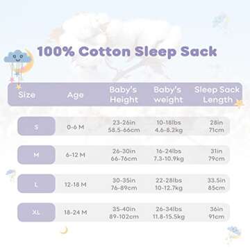 Yoofoss Baby Sleep Sack 18-24 Months Wearable Blanket for Babies 100% Cotton 2-Way Zipper TOG 0.5 Toddler Sleeping Sack 3 Pack, Comfy Soft Lightweight