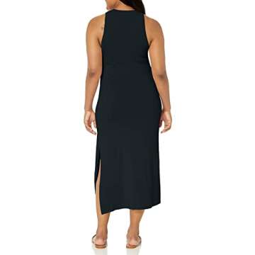 The Drop Women's Gabriela Halter Neck A-Line Side Slit Maxi Dress, Black, M