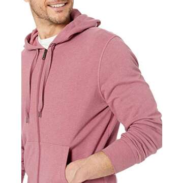 Amazon Essentials Men's Lightweight French Terry Full-Zip Hoodie, Pink, Large