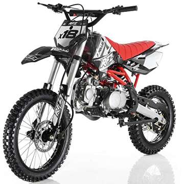 HHH Apollo DB X18 125CC Dirtbike RFZ Racing Vitacci Gas DB18 Dirtbike 125cc Pitbike 4 Speed Bike for Youth (RED)