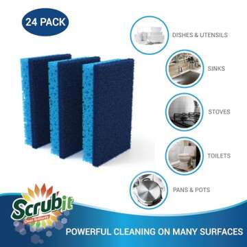 Scrubit Non-Scratch Cleaning Scrub Sponges- Scrubbing Dish Sponge Ideal for Washing Kitchen,Dishes, Bathroom &More – Dishwashing Sponge Along with A Thought Scrubber – 24 sponges