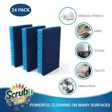 Scrubit Non-Scratch Cleaning Scrub Sponges- Scrubbing Dish Sponge Ideal for Washing Kitchen,Dishes, Bathroom &More – Dishwashing Sponge Along with A Thought Scrubber – 24 sponges