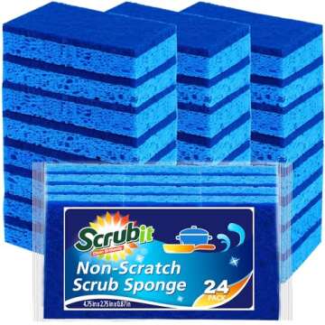 Scrubit Non-Scratch Cleaning Scrub Sponges- Scrubbing Dish Sponge Ideal for Washing Kitchen,Dishes, Bathroom &More – Dishwashing Sponge Along with A Thought Scrubber – 24 sponges