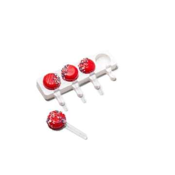 Fancy Sprinkles Halle Round Cakesicle Mold, 4 Cavities Reusable Silicone, Includes 8 Clear Acrylic S...