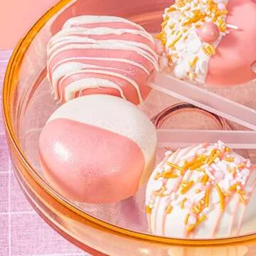 Fancy Sprinkles Halle Round Cakesicle Mold, 4 Cavities Reusable Silicone, Includes 8 Clear Acrylic Sticks, for Baking & Dessert Decorating, Oven Safe (10 ¼” W x ⅞” H x 6 ⅜”)