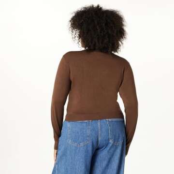 The Drop Women’s Maura Long Sleeve Mock Neck Sweater, Coffee Bean, L