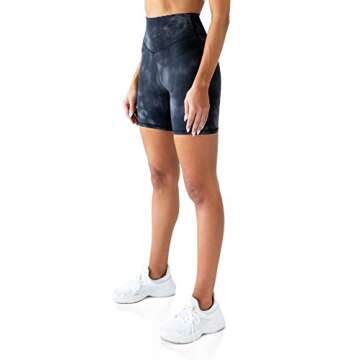 Kamo Fitness Ellyn High Waisted Yoga Shorts 6" Inseam Butt Lifting Tie Dye Soft Workout Pants Tummy Control