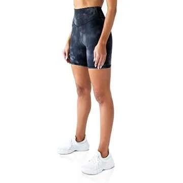 Kamo Fitness Ellyn High Waisted Yoga Shorts 6" Inseam Butt Lifting Tie Dye Soft Workout Pants Tummy Control