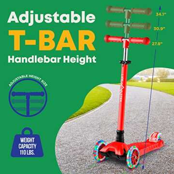 Lifemaster Kids Scooter – Children and Toddler 3 Wheel Kick Scooter – LED Wheel Lights Illuminat...