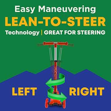 Lifemaster Kids Scooter – Children and Toddler 3 Wheel Kick Scooter – LED Wheel Lights Illuminate When Rolling– Adjustable Handlebar – Indoor and Outdoor Red