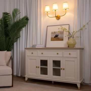 Pathson Vintage Brass Wall Sconce with Linen Shade