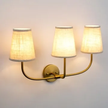 Pathson Vintage Brass Wall Sconce with Linen Shade