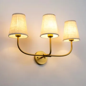 Pathson Vintage Brass Wall Sconce with Linen Shade