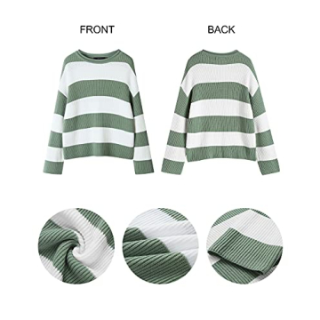ZESICA Oversized Striped Pullover Sweater for Women