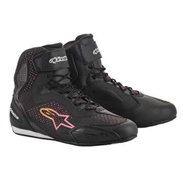 Alpinestars Women's Stella Faster 3 Rideknit Shoes - Lightweight & Protective 7.5 BLACK/YELLOW/PINK
