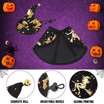 Mogoko Halloween Witch Dog Costumes, Pet Halloween Cosplay Hoodies, Adorable Cat Costume,Animal Fleece Cloak Warm Outfits Clothes for Puppy Small Dogs Cats
