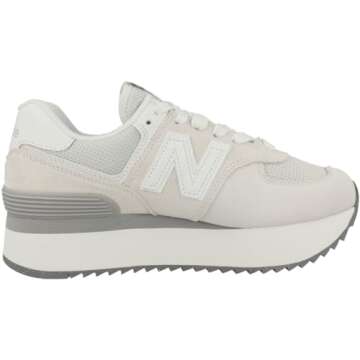 New Balance Women's 574+ Sneakers, Reflection | Rain Cloud, Grey, 8.5 Medium US