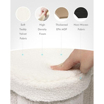 B FSOBEIIALEO Storage Ottoman Cube, Flowers Shaped Ottomans with Storage Foot Stool Footrest for Lving Room, Boucle Ottoman Seat for Dorm Room,Faux Teddy Fur, Cream White 12.6"x12.6"x12.6"