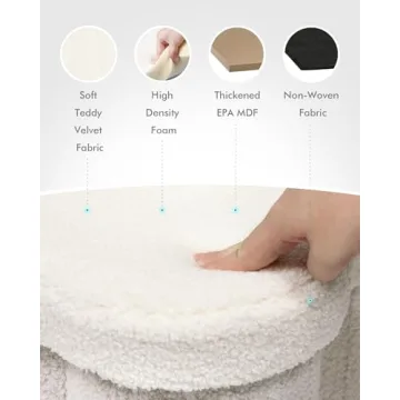 B FSOBEIIALEO Storage Ottoman Cube, Flowers Shaped Ottomans with Storage Foot Stool Footrest for Lving Room, Boucle Ottoman Seat for Dorm Room,Faux Teddy Fur, Cream White 12.6"x12.6"x12.6"