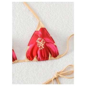 SHENHE Women's 2 Piece Floral Bikini Set Triangle Tie Side Halter Swimwear Bathing Suit Multicolor-Flower Print S