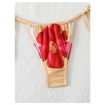 SHENHE Women's 2 Piece Floral Bikini Set Triangle Tie Side Halter Swimwear Bathing Suit Multicolor-Flower Print S