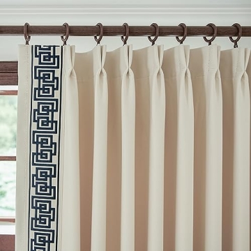 Elegant Cream Pinch Pleat Room Darkening Curtain Pair