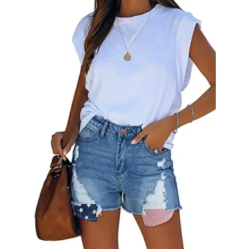 Stylish MINGALONDON Distressed Jean Shorts for Women