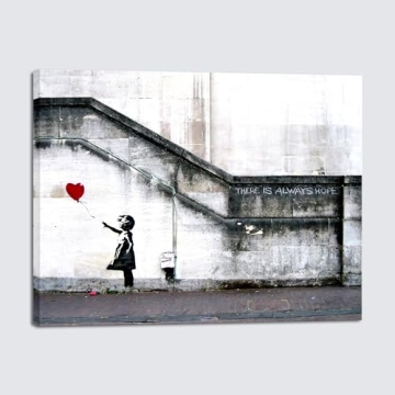 Wieco Art Banksy Girl with Red Balloon Canvas Print