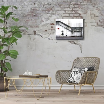 Wieco Art Banksy Girl with Red Balloon Canvas Print