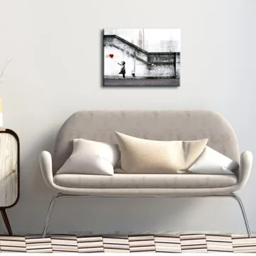 Wieco Art Banksy Girl with Red Balloon Canvas Print