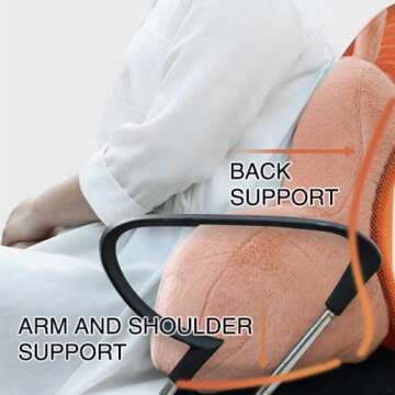 Holawakaka Standard Faux Fur Bed Rest Pillow with Arms, Artificial Rabbit Fur Reading Pillows Perfect for Adults, Teens, Kids, Arm, Pregnancy Lumbar & Head Neck Coccyx Lower Back Support Cushion Blush