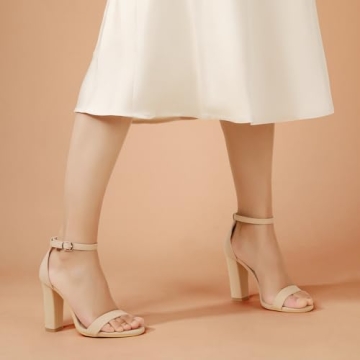 Ankis Stylish Nude High Heels for Women with Chunky Design