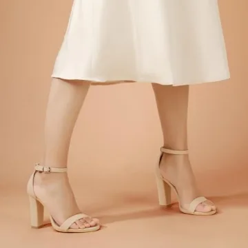Ankis Stylish Nude High Heels for Women with Chunky Design