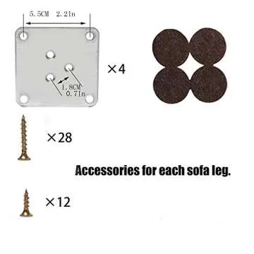 Walnut Color Round Solid Wood Furniture Legs Sofa Replacement Legs Perfect for Mid-Century Modern/Great IKEA hack for Sofa Legs, Couch Legs, Bed Legs, Coffee Table Legs (8 Inches,Set of 4)