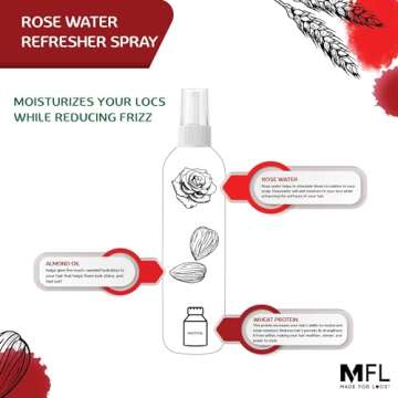 Made For Locs Vegan Rose Water Refresher Spray | Moisturizer and Deodorizer | Delightful Rose Scent (3.4 oz)
