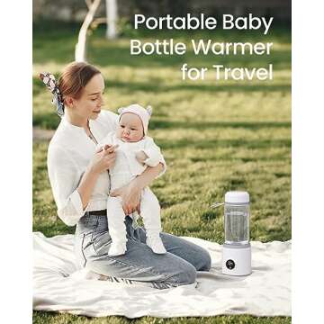 MUTIGOM Portable Bottle Warmer, Fast Baby Bottle Warmer Milk Warmer with 11OZ Bottle, Rechargeable Travel Bottle Warmer for Most Bottles, Water Warmer for Baby Formula Breastmilk