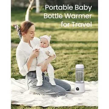 MUTIGOM Portable Bottle Warmer, Fast Baby Bottle Warmer Milk Warmer with 11OZ Bottle, Rechargeable Travel Bottle Warmer for Most Bottles, Water Warmer for Baby Formula Breastmilk