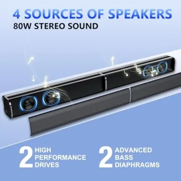 80W Detachable Sound Bar with Bluetooth for TV and Gaming