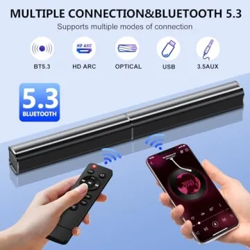 80W Detachable Sound Bar with Bluetooth for TV and Gaming