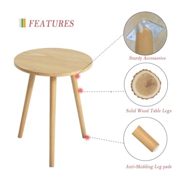 AWASEN Round Side Table Easy Assembly for Small Spaces