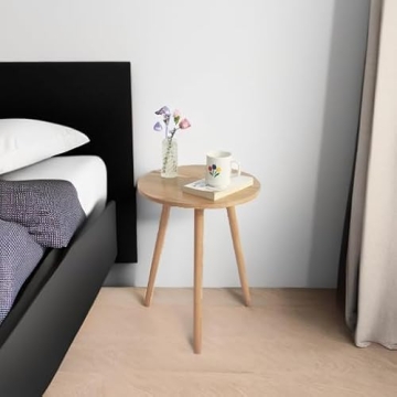 AWASEN Round Side Table Easy Assembly for Small Spaces