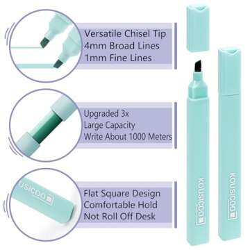 Aesthetic Cute Pastel Highlighters Set: 6 Assorted Colors No Bleed Pens Bible Markers Office Essentials Desk Accessories School Study Supplies Journaling Preppy Teen Girl Women Stuff Book Kit