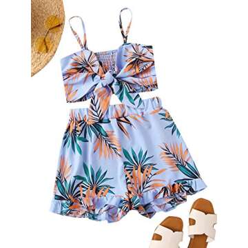 SweatyRocks Women's 2 Piece Casual summer Sleeveless Crop Top Camisole with Shorts