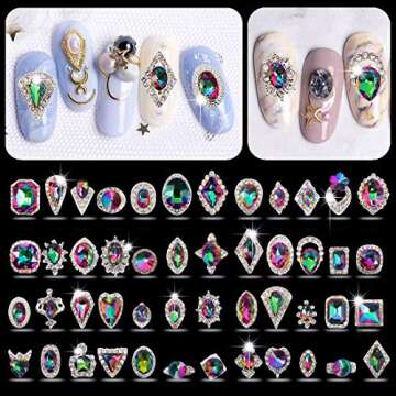 Nail Rhinestones 48Pcs Big Charms for Sparkling Nail Art