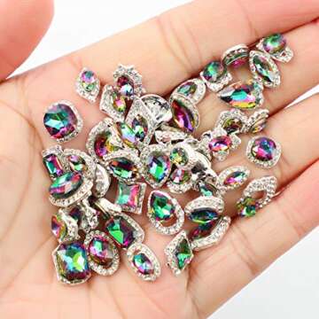 Nail Rhinestones 48Pcs Big Charms for Sparkling Nail Art