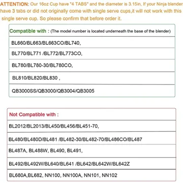 16oz Ninja Blender Cup Set with Sip & Seal Lids